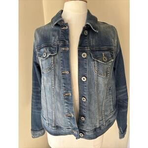 Torrid Distressed Jean Jacket Womens Size 0 Large Denim Medium Wash Button